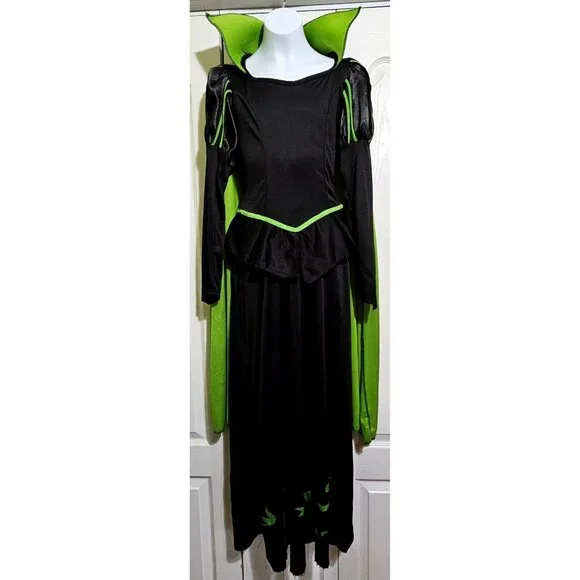 Wizard of Oz Wicked Witch Elphaba Costume Girls 10-12 Dress Glasses Hat Broom - Picture 2 of 12